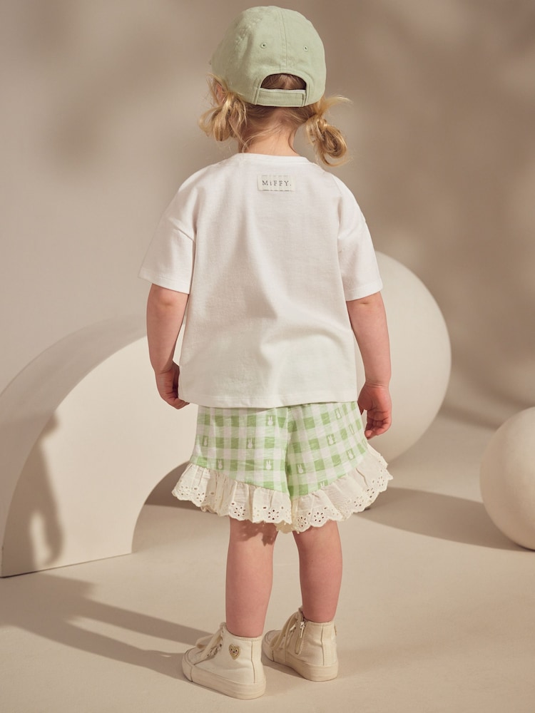 Green Gingham Miffy Short Sleeve 100% Cotton T-Shirt and Shorts Set (3mths-7yrs) - Image 3 of 9