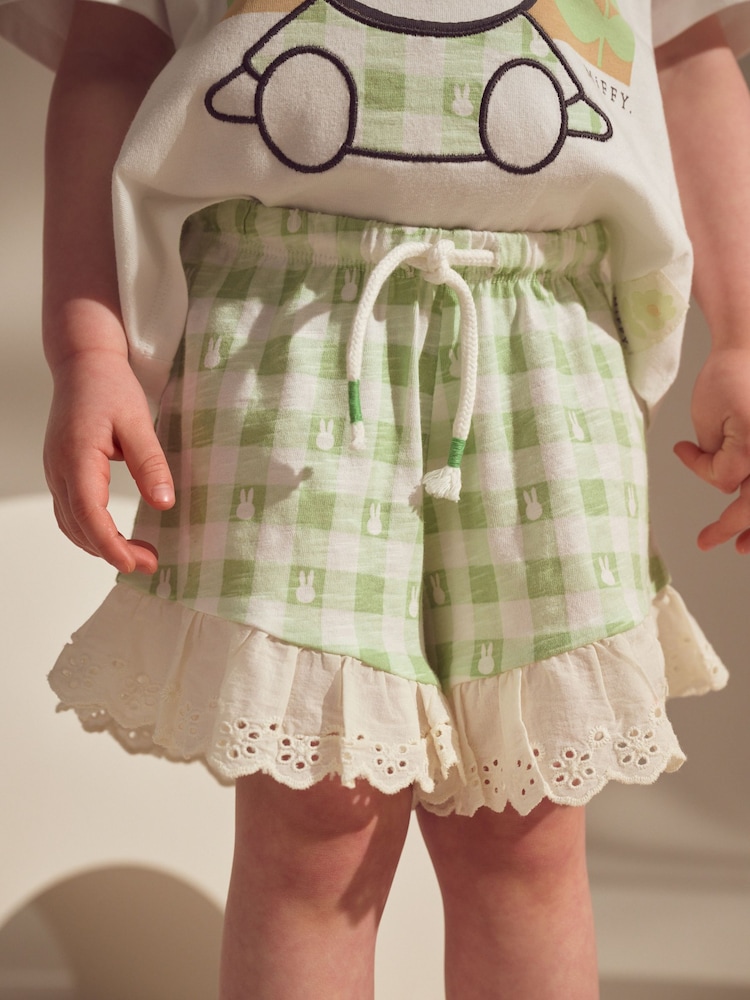 Green Gingham Miffy Short Sleeve 100% Cotton T-Shirt and Shorts Set (3mths-7yrs) - Image 4 of 9