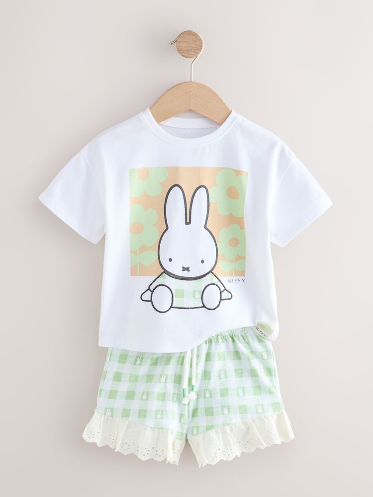 Green Gingham Miffy Short Sleeve 100% Cotton T-Shirt and Shorts Set (3mths-7yrs) - Image 6 of 9