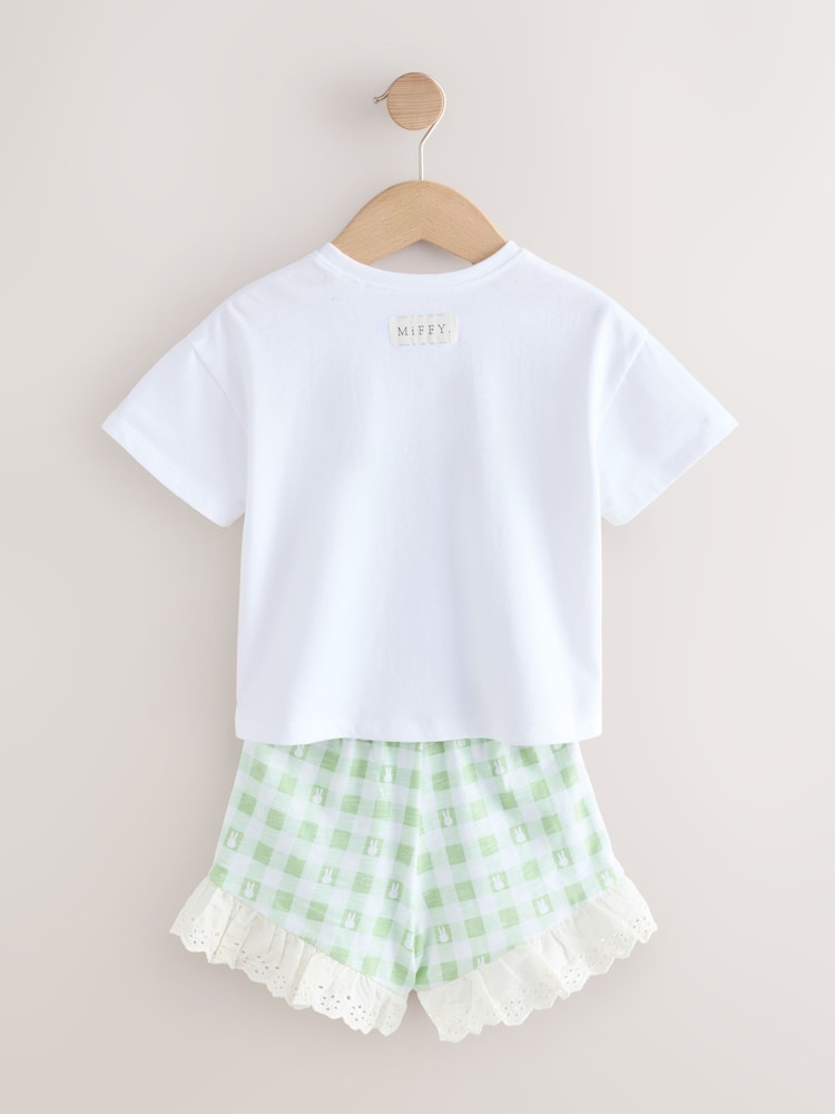 Green Gingham Miffy Short Sleeve 100% Cotton T-Shirt and Shorts Set (3mths-7yrs) - Image 7 of 9