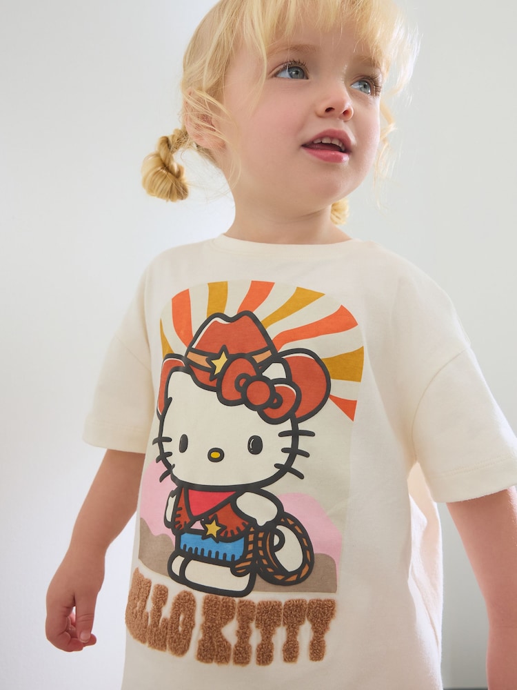 Ecru/Pink Hello Kitty Short Sleeve T-Shirt and Flare Leggings Set (3mths-7yrs) - Image 2 of 10