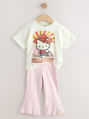 Ecru/Pink Hello Kitty Short Sleeve T-Shirt and Flare Leggings Set (3mths-7yrs) - Image 6 of 10