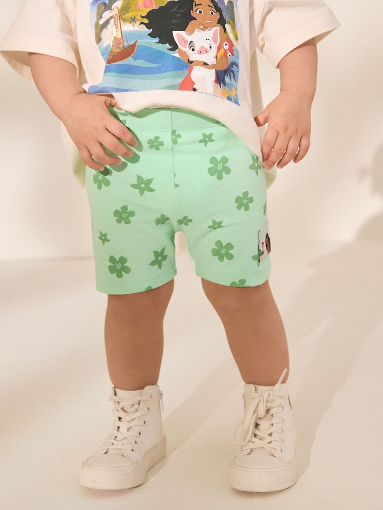 Green/Ecru Disney Moana Short Sleeve T-Shirt and Cycle Shorts Set (3mths-7yrs) - Image 2 of 3
