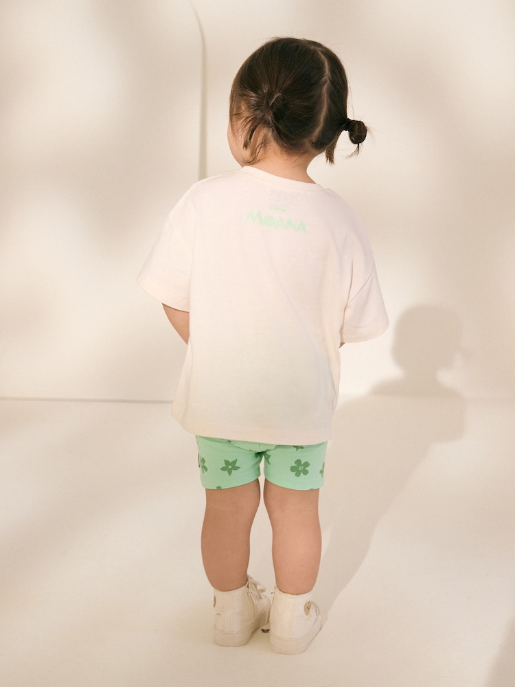 Green/Ecru Disney Moana Short Sleeve T-Shirt and Cycle Shorts Set (3mths-7yrs) - Image 3 of 3