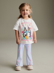 Blue/Ecru Bluey Short Sleeve T Shirt and Flare Leggings Set (3mths-7yrs) - Image 1 of 6