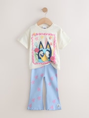 Blue/Ecru Bluey Short Sleeve T Shirt and Flare Leggings Set (3mths-7yrs) - Image 3 of 6