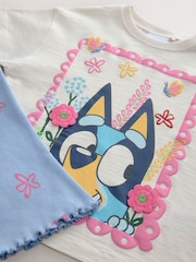 Blue/Ecru Bluey Short Sleeve T Shirt and Flare Leggings Set (3mths-7yrs) - Image 5 of 6