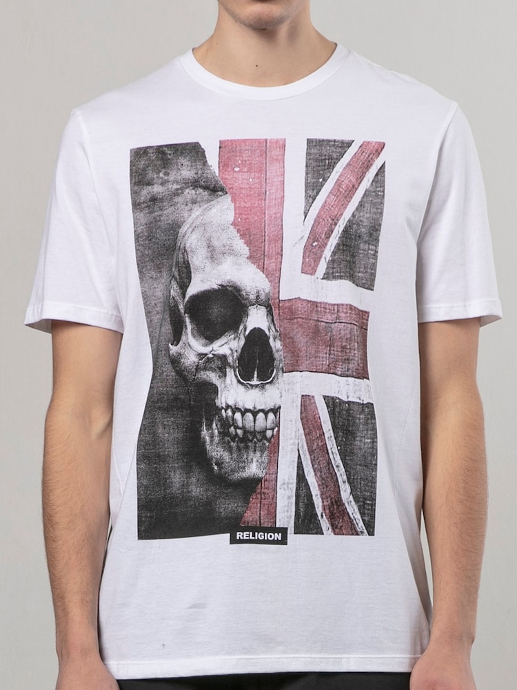 Religion White Union Jack 100% Cotton T-Shirt - Image 2 of 5