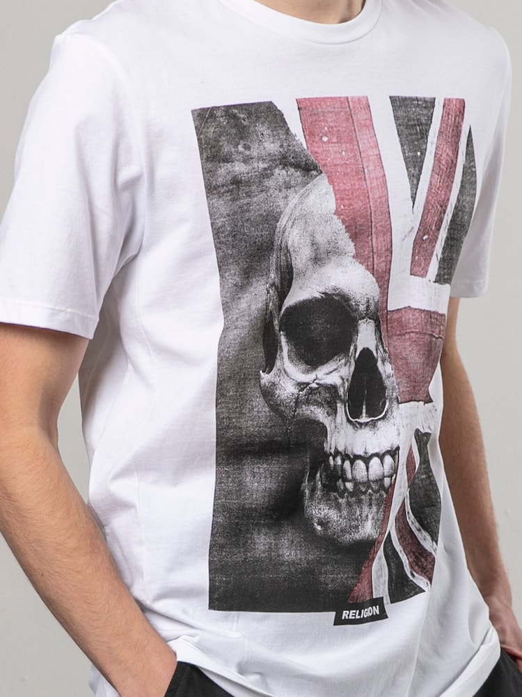 Religion White Union Jack 100% Cotton T-Shirt - Image 5 of 5