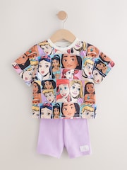 Multi Disney Princess Short Sleeve T Shirt and Cycle Shorts Set (3mths-7yrs) - Image 1 of 4