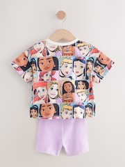 Multi Disney Princess Short Sleeve T Shirt and Cycle Shorts Set (3mths-7yrs) - Image 2 of 4