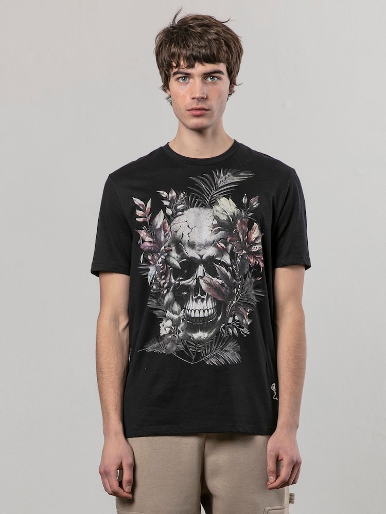 Religion Black Botanical 100% Cotton T-Shirt - Image 1 of 5