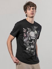 Religion Black Botanical 100% Cotton T-Shirt - Image 4 of 5