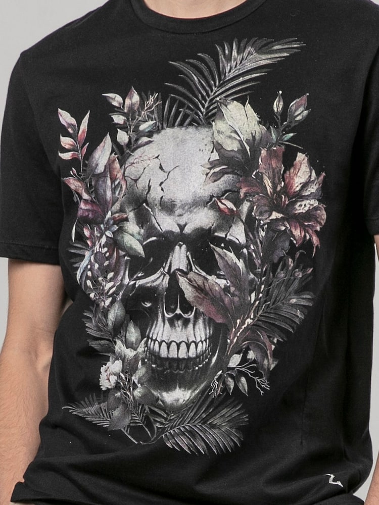 Religion Black Botanical 100% Cotton T-Shirt - Image 5 of 5