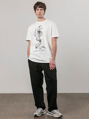 Religion White Xray Skel N Snake Print 100% Cotton T-Shirt - Image 2 of 4