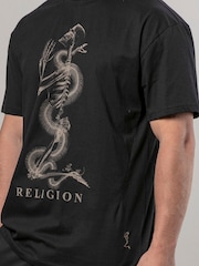 Religion Black Xray Skel N Snake Print 100% Cotton T-Shirt - Image 3 of 5