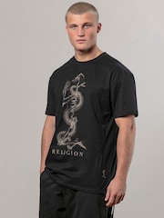 Religion Black Xray Skel N Snake Print 100% Cotton T-Shirt - Image 5 of 5