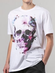 Religion White Watercolour Skull 100% Cotton T-Shirt - Image 2 of 5