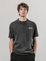 Religion Black Embroidered Wash 100% Cotton T-Shirt - Image 3 of 4