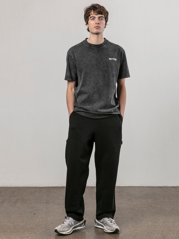 Religion Black Embroidered Wash 100% Cotton T-Shirt - Image 4 of 4