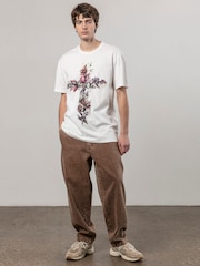 Religion White Cross Botanical 100% Cotton T-Shirt - Image 3 of 4