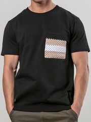 Religion Black Knit Pocket 100% Cotton T-Shirt - Image 1 of 5