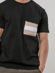 Religion Black Knit Pocket 100% Cotton T-Shirt - Image 4 of 5