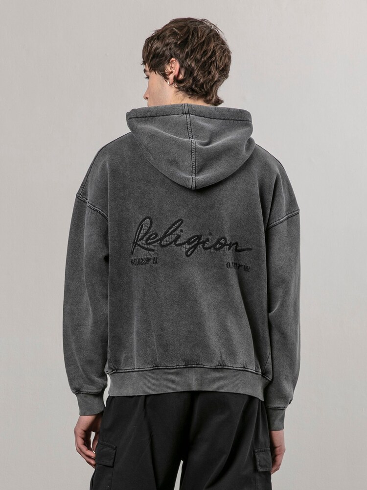 Religion Black Embroidered Wash 100% Cotton Hoodie - Image 2 of 5