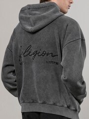 Religion Black Embroidered Wash 100% Cotton Hoodie - Image 4 of 5