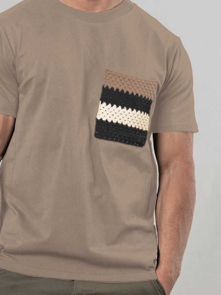 Religion Grey Knit Pocket 100% Cotton T-Shirt - Image 4 of 4 Religion Grey Knit Pocket 100% Cotton T-Shirt - Image 4 of 4