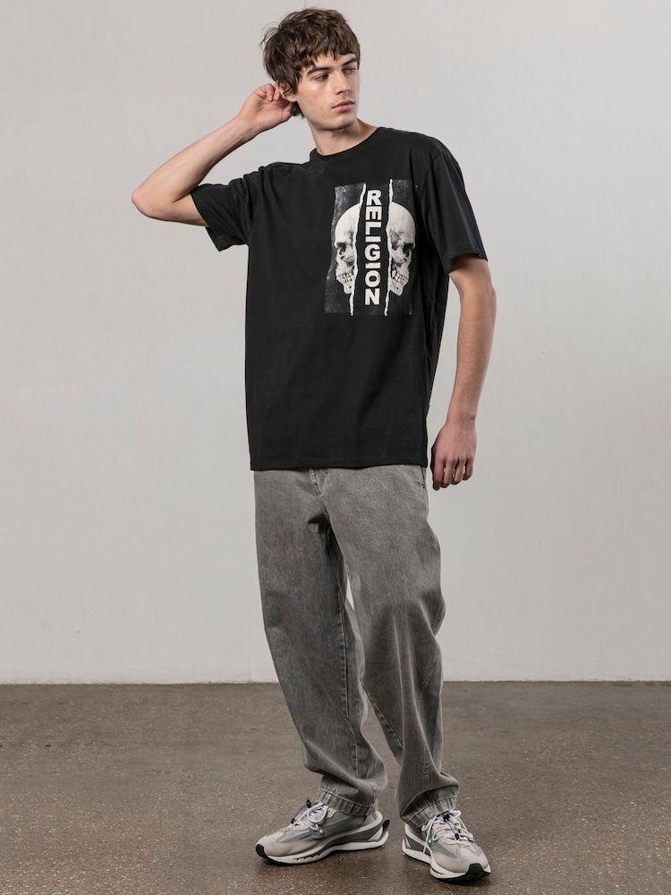 Religion Black Ripped 100% Cotton T-Shirt - Image 3 of 6