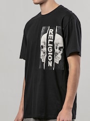 Religion Black Ripped 100% Cotton T-Shirt - Image 5 of 6