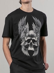 Religion Black Wing Skull 100% Cotton T-Shirt - Image 1 of 4