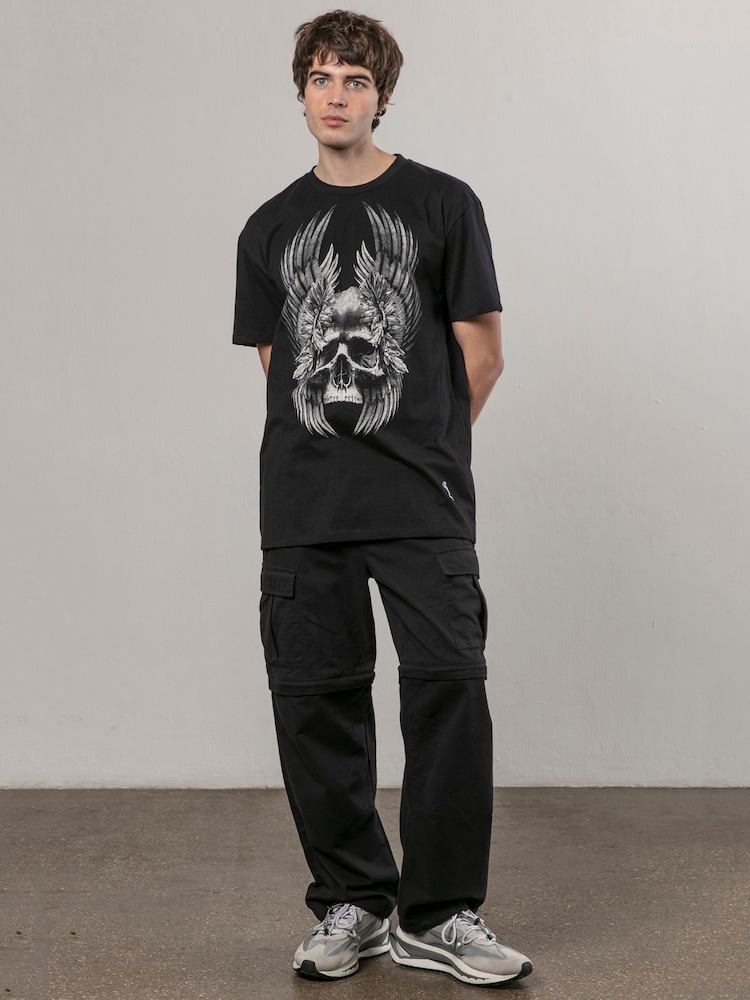 Religion Black Wing Skull 100% Cotton T-Shirt - Image 2 of 4