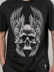 Religion Black Wing Skull 100% Cotton T-Shirt - Image 4 of 4