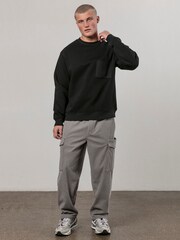 Religion Black Knit Pocket 100% Cotton Sweatshirt - Image 2 of 4