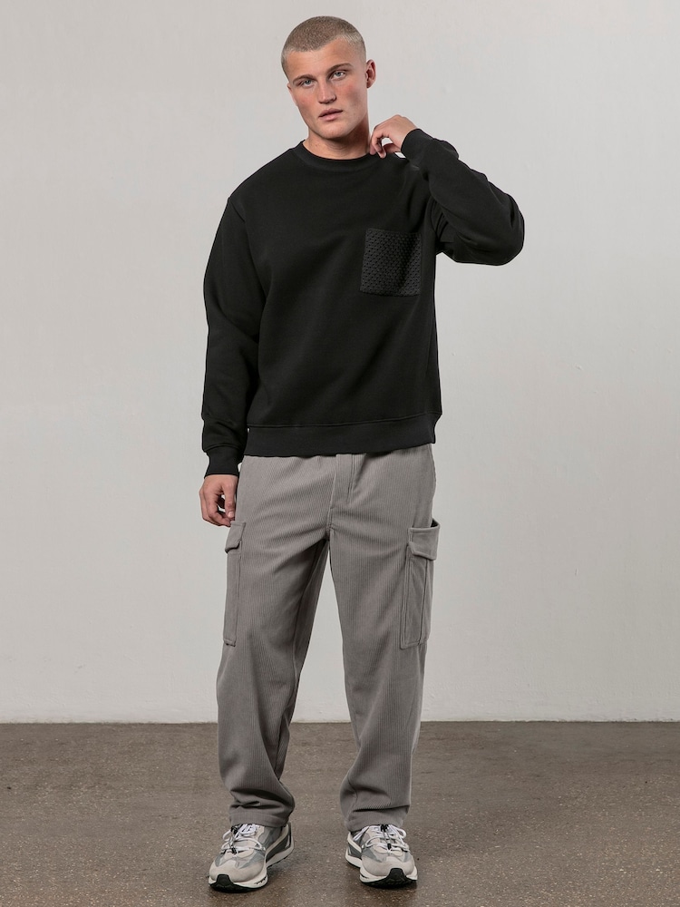 Religion Black Knit Pocket 100% Cotton Sweatshirt - Image 2 of 4