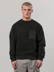 Religion Black Knit Pocket 100% Cotton Sweatshirt - Image 3 of 4