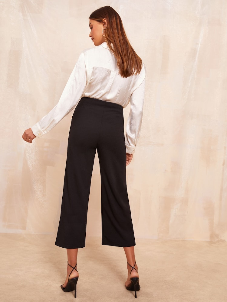 Friends Like These Black Smart Button Detail Culottes - Image 4 of 4