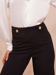 Friends Like These Black Smart Tab Button Wide Leg Trousers - Image 3 of 4