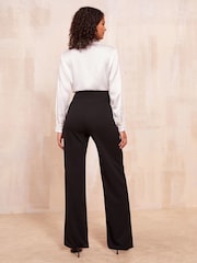 Friends Like These Black Smart Tab Button Wide Leg Trousers - Image 4 of 4