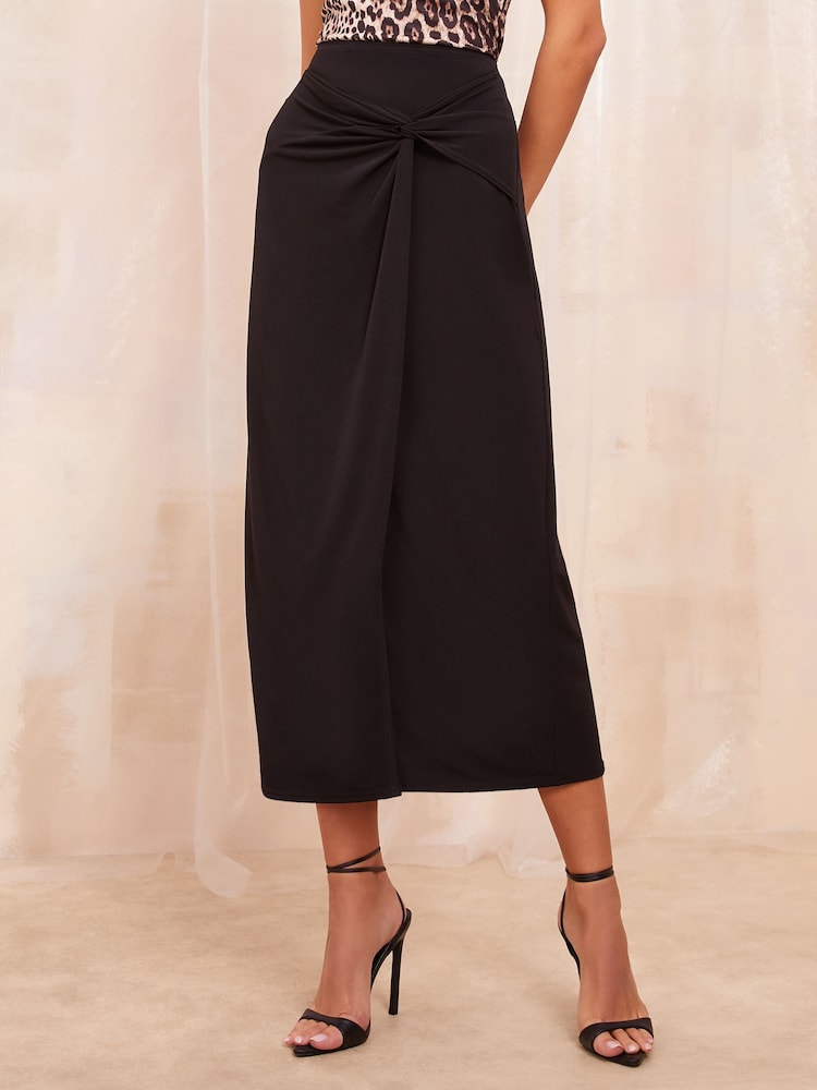 Friends Like These Black Sarong Midi Skirt - Image 1 of 4 Friends Like These Black Sarong Midi Skirt - Image 1 of 4