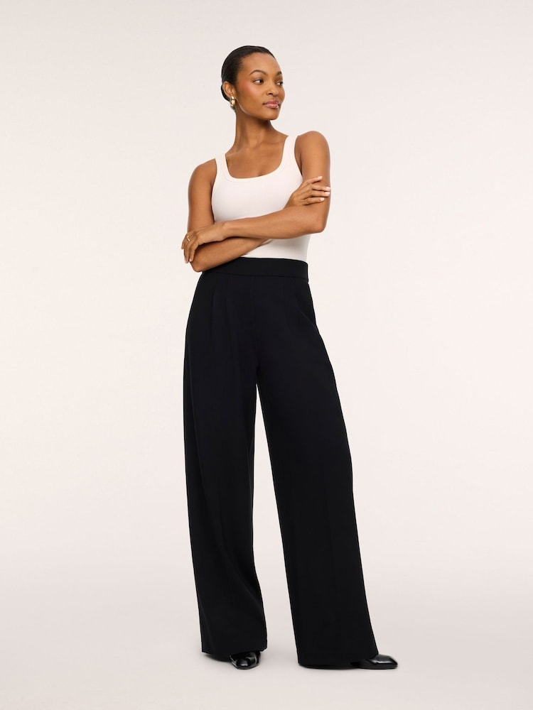 Spanx Black Perfect Fit Ponte Pleated Wide Leg Trousers - Image 1 of 4