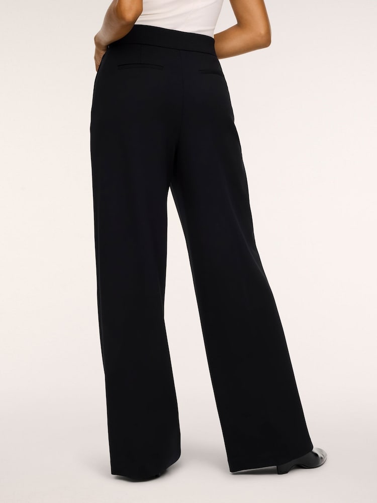 Spanx Black Perfect Fit Ponte Pleated Wide Leg Trousers - Image 2 of 4