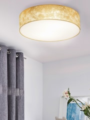 Eglo Gold Viserbella 1 Fabric Ceiling Light - Image 1 of 3