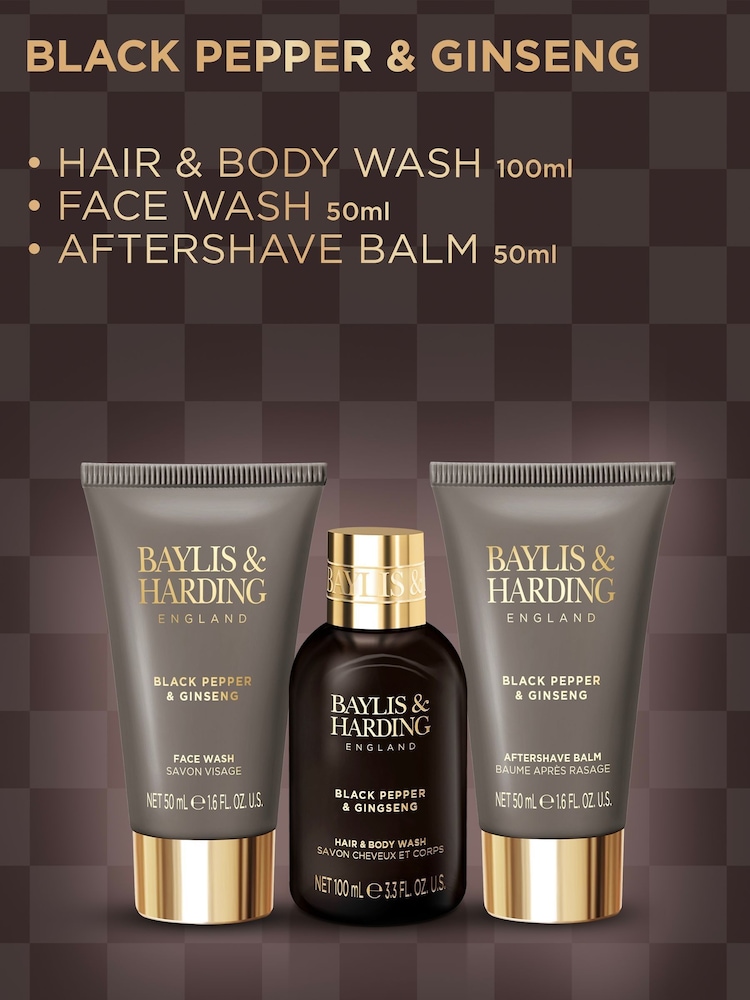 Baylis & Harding Pepper & Ginseng Mens Luxury Wash Bag Gift Set - Image 2 of 5