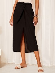 Friends Like These Black Petite Sarong Midi Skirt - Image 5 of 8