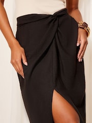 Friends Like These Black Petite Sarong Midi Skirt - Image 7 of 8