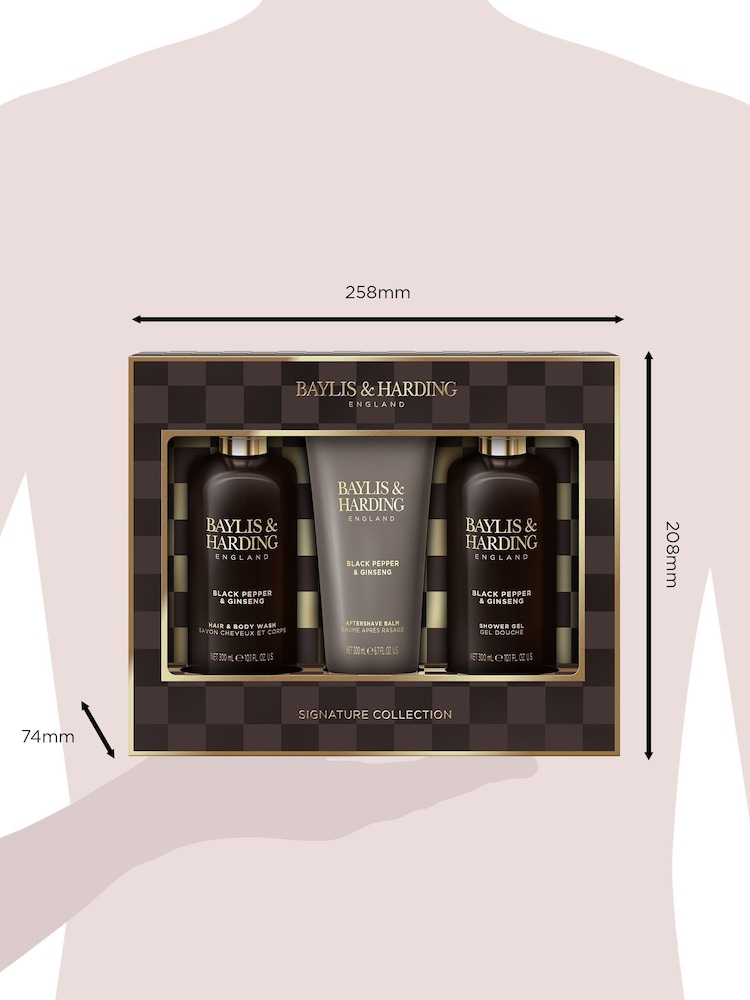 Baylis & Harding Pepper & Ginseng Mens Luxury Bathing Trio Gift Set - Image 5 of 5