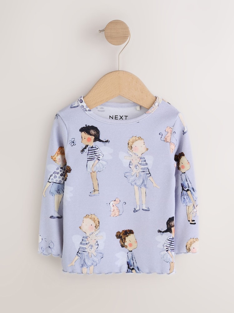 Blue Fairy Rib Long Sleeve T-Shirt (3mths-7yrs) - Image 1 of 4 Blue Fairy Rib Long Sleeve T-Shirt (3mths-7yrs) - Image 1 of 4